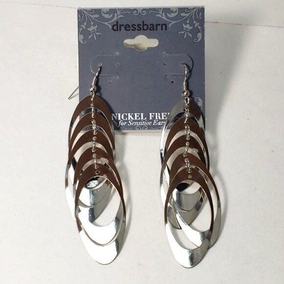 2/$30  Silver Tone 3.25" Hoops Cluster Design Drop Dangle Earrings -  Jewelry - Picture 3 of 8